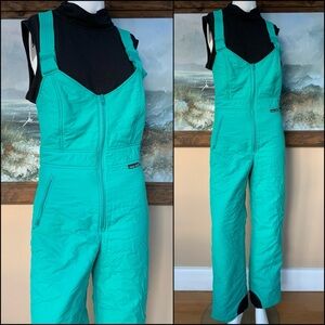 Vintage 90s Teal Ski Overalls | One Piece Snowpants | Rad Bib Overall Ski Pants